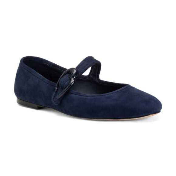 LARROUDE Navy Handmade In Brazil Suede Verona Ballet Flats - Picture 1 of 3